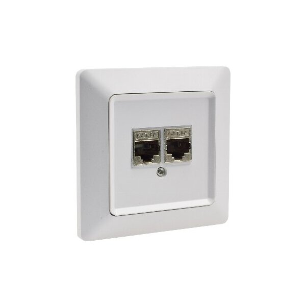 MILOS Cat6a Netzwerk-Dose 2x RJ45 Unterputz Lan-Dose inkl. Rahmen Unterputz-Dose Matt Weiß