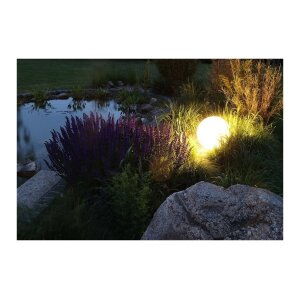 Gartenkugelleuchte 30 cm Ø weiß – E27, IP44, mit Erdspieß & Kabel