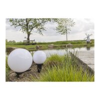 Gartenkugelleuchte 30 cm Ø weiß – E27, IP44, mit Erdspieß & Kabel