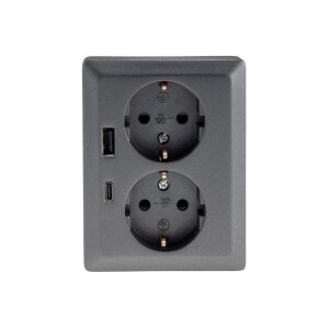 MILOS Schutzkontakt-Steckdose 2-fach 250V~/ 16A, 1x UP, USB A+C/PD, anthrazit