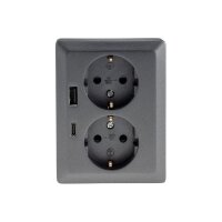 MILOS Schutzkontakt-Steckdose 2-fach 250V~/ 16A, 1x UP, USB A+C/PD, anthrazit