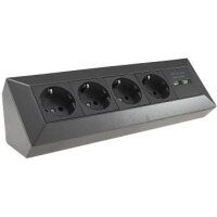 4-fach Ecksteckdose  mit 2x USB 4X Steckdosen I 90° Winkel I 230V Anthrazit
