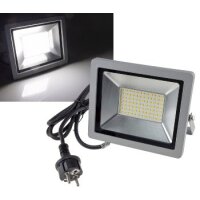 LED Fluter SlimLine CTF-SLT 50 – 50W, 5220 Lumen, IP65, 4000K neutralweiß, silber, 230V