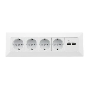 ChiliTec 4-fach Aufbau Ecksteckdose Steckdosenblock mit 2x USB I 90° Winkel für Aufbau & Eck-Montage I 230V Steckdose für Küche Arbeitsplatte Werkstatt 230V I Weiß