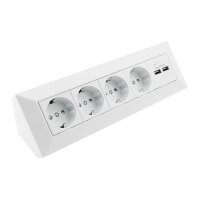 ChiliTec 4-fach Aufbau Ecksteckdose Steckdosenblock mit 2x USB I 90° Winkel für Aufbau & Eck-Montage I 230V Steckdose für Küche Arbeitsplatte Werkstatt 230V I Weiß