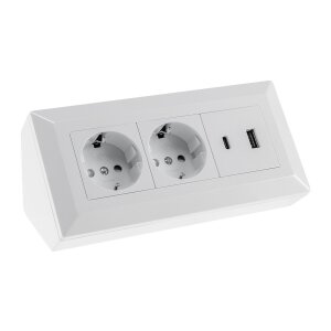 2-fach Steckdosenblock, USB-A+C, weiß 250V~/ 16A,...