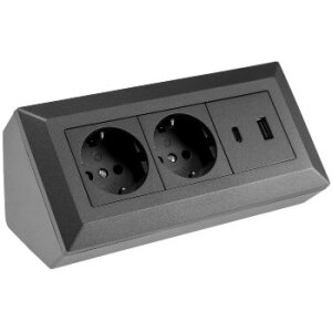 2-fach Steckdosenblock, USB-A+C, anthrazit 250V~/ 16A,...