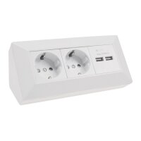 ChiliTec Steckdosenblock Unterbausteckdose 2-fach + 2x USB 250V Aufputzsteckdose für Küche Büro Werkstatt Matt Weiß