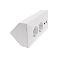 ChiliTec Steckdosenblock Unterbausteckdose 2-fach + 2x USB 250V Aufputzsteckdose für Küche Büro Werkstatt Matt Weiß