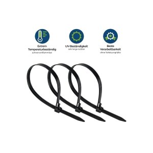 HPER® Kabelbinder Schwarz – wiederverwendbar, 4-Zahn-Design, extrem belastbar, 300x48mm