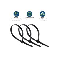HPER® Kabelbinder Schwarz – wiederverwendbar, 4-Zahn-Design, extrem belastbar, 300x48mm