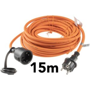 Verlängerungskabel 15m, IP44, Orange H07RN-F 3G1,5 , Stecker / Kupplung