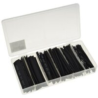 Schrumpfschlauch-Sortiment, 100-teilig in praktischer Box, schwarz
