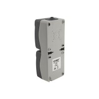 ChiliTec Aufputz Steckdose 2-fach IP54 Feuchtraum Doppel-Steckdose Vertikal 250V~/ 16A 3600W gummierte Kabeleinführung Grau