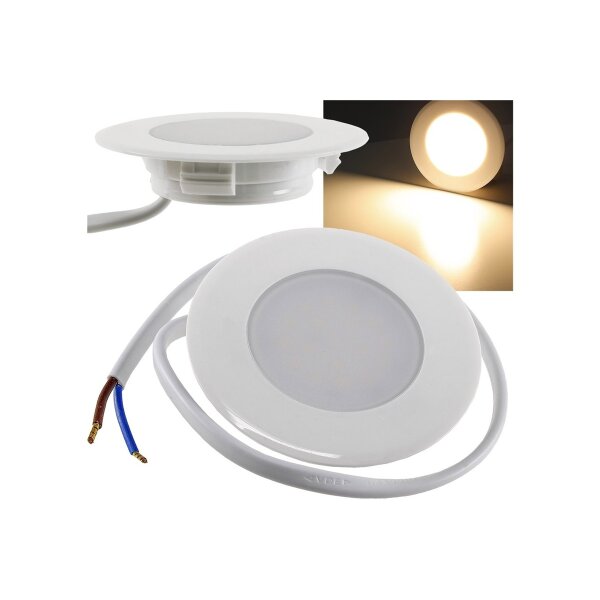 LED Einbauleuchte Treppenlicht 2Watt 160Lumen für 60mm Schalterdosen 230V Stufenbeleuchtung Warmweiß