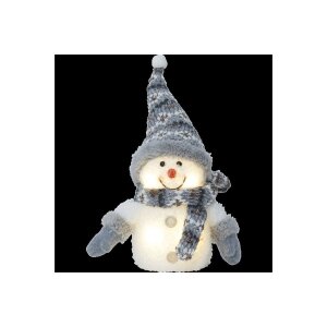 Schneemann mit grauer Mütze DEKO-FIGUR JOYLIGHT