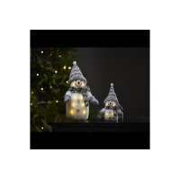 Schneemann mit grauer Mütze DEKO-FIGUR JOYLIGHT