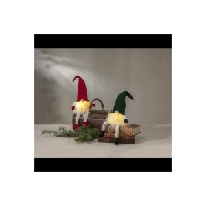 LED-Deko-Wichtel 44 cm mit grüner Mütze –...