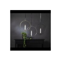 LED-Kerze mit 3D-Flamme im Ring – 28 cm, Timer, Schwarz/Silber/Messing