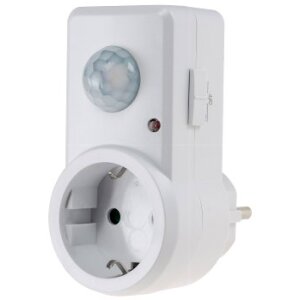 ChiliTec Steckdose mit Bewegungsmelder 120° 9m Reichweite 1200W 230V Zwischenstecker Schaltzeit regelbar 10sek.-15min I Empfindlichkeit einstellbar Weiß