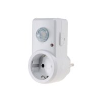 ChiliTec Steckdose mit Bewegungsmelder 120° 9m Reichweite 1200W 230V Zwischenstecker Schaltzeit regelbar 10sek.-15min I Empfindlichkeit einstellbar Weiß