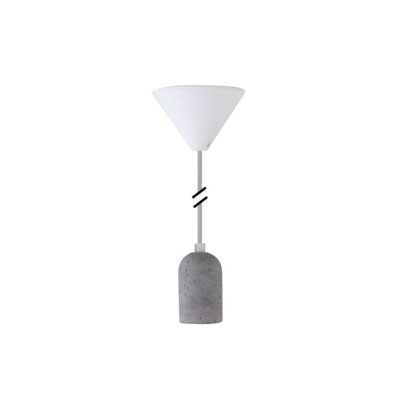 Deko Set Textilkabel silber mit Beton-Lampenfassung E27 und weißem Baldachin