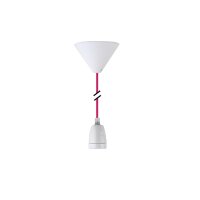 Deko Set Textilkabel pink mit Keramik-Lampenfassung E27 und weißem Baldachin