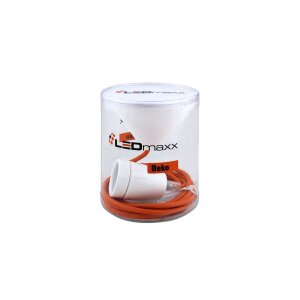 Deko Set Textilkabel orange mit Keramik-Lampenfassung E27...