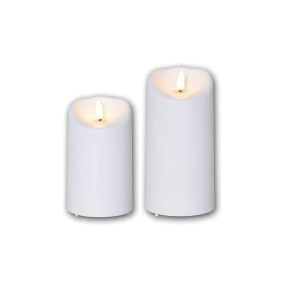 LED-Kerze mit 3D-FLAMME und Timer in warmweiß Set 1 (13+15cm)