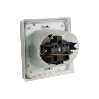 MILOS Feuchtraum Unterputz Steckdose IP44 für Innen und Aussen Schutzkontakt-Steckdose mit Klapp-Deckel mit Silikondichtung 230V / 16A Weiß Matt
