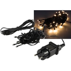 LED Deko-Lichterkette warmweiß – 4 m, 40 LEDs, IP44 Netzteil, schwarz