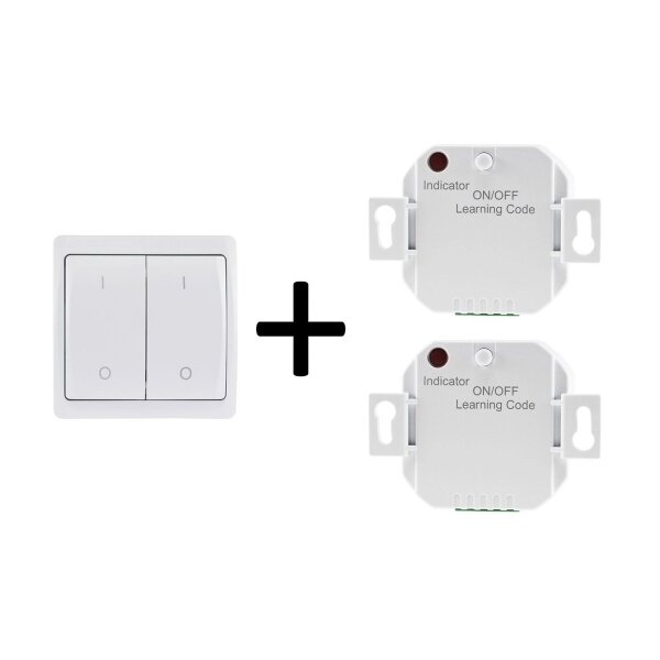 Funk-Schalter Set Pilota Casa 2x Funk-Empfänger mit Funk-Wandschalter 2-Kanal 230V LED bis 300 Watt Bis 70m Reichweite