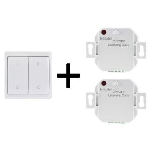 Funk-Schalter Set Pilota Casa 2x Funk-Empfänger mit Funk-Wandschalter 2-Kanal 230V LED bis 300 Watt Bis 70m Reichweite