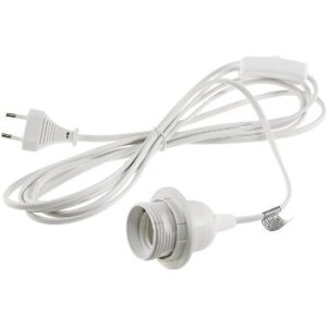 E27 Lampenfassung mit Schalter Fassung 3,4m Kabel Schnurschalter inkl. Montagering Ø 40mm für Lampenschirm Papier Leuchten Stern Lampen Weiß