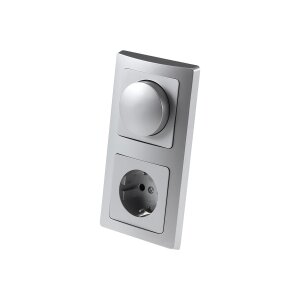 Kombi-Set LED-Dimmer & Steckdose – Silber, 2-fach Rahmen, 230V, 3–60W LED, Unterputz