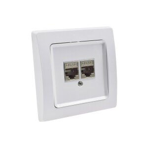 Delphi Netzwerk-Dose 2-fach CAT6a, mit 1-fach Rahmen...