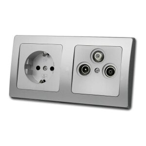 DELPHI Kombi Steckdose & Antennendose, silber