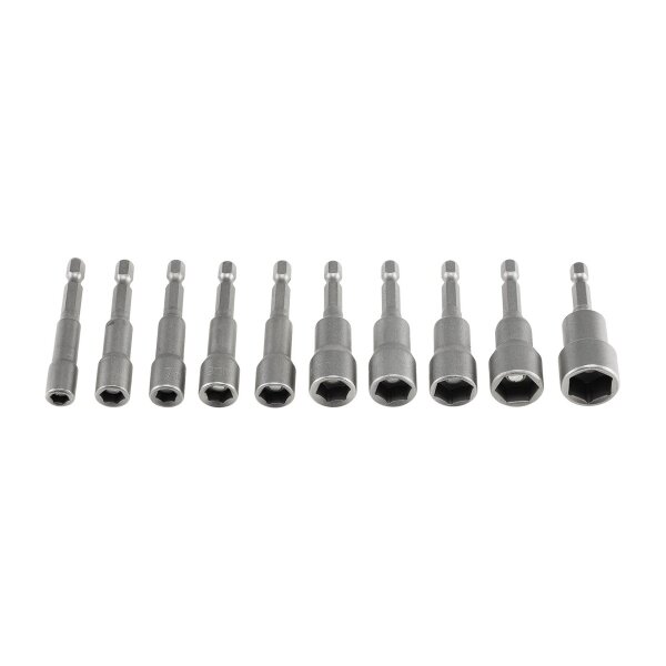 ChiliTec Steckschlüssel Bitsatz 10-teilig mit Magnet Halter I 10 Größen 6, 7, 8, 9, 10, 11, 12, 13, 14, 15mm I Starker Halt I Sechskant Bit I Chrom-Vanadium