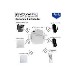 ChiliTec Funkschalter Set FunkTaster mit Empfänger 230V / 2000Watt Innen bis 70M Reichweite Lichtschalter Wandschalter mit Timer Funktion Pilota Casa