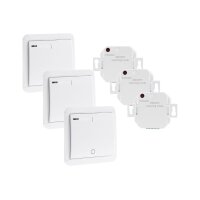 ChiliTec Funkschalter Set 3x FunkTaster mit 3x Empfänger 230V / 2000Watt Innen bis 70M Reichweite Lichtschalter Wandschalter mit Timer Funktion Pilota Casa