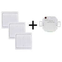 ChiliTec Funk-Schalter Pilota Casa 3x Funk-Wandschalter Unterputz Einbauschalter 230V Schaltleistung bis 2000 Watt Funk Wechselschaltung 70m Reichweite Weiß