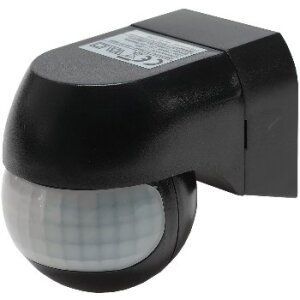 ChiliTec Bewegungsmelder Aussen IP44 180° Erfassung 12m Reichweite Wand Aufputz Wetterfest für Aussenbereich Schwenkbar/Neigbar Schwarz