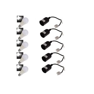 ChiliTec 5x E27-Fassung mit 15cm Kabel + 5x Passenden LED...