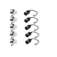 ChiliTec 5x E27-Fassung mit 15cm Kabel + 5x Passenden LED Glühlampe E27"G90 AGL" neutralweiß