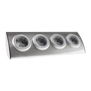 ChiliTec 4-fach Edelstahl Ecksteckdose mit 4x...