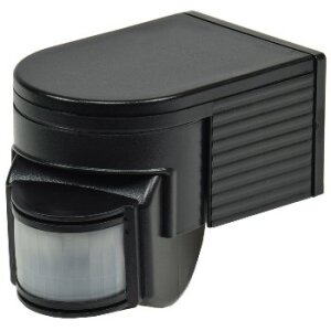 Bewegungsmelder 180° Innen und Aussen IP44 12m Reichweite Aussen-Sensor Einstellbar Schwarz