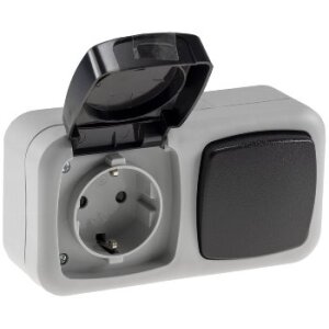Aufputzsteckdose mit Schalter 2-fach Kombination 250V~...