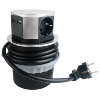 ChiliTec Versenkbare Einbausteckdose 3X Steckdose USB-A USB-C Edelstahl Front