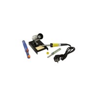 Lötset McPower LS-303 30W-Lötkolben, Entlötpumpe, Ständer, Lötzinn, auf Blister