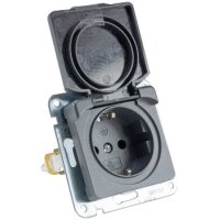 MILOS Schutzkontakt-Steckdose IP40 250V~/ 16A, mit Deckel, UP, anthrazit
